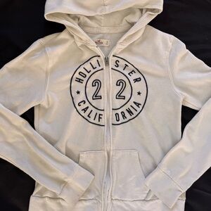 Y2K Hollister White Zip-Up Hoodie